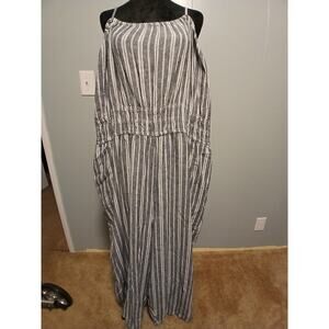 NWT Old Navy W SZ 4X Linen Blend Jumpsuit Wide Leg Coastal Beachy Resort